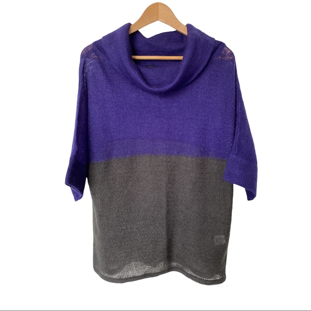 Banana Republic cowl neck, thin, grey and purple sweater, size XS
